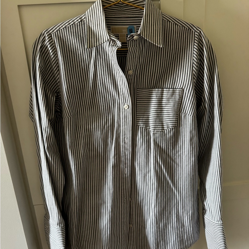 MICHAEL Michael Kors Black and White Striped Button-Up Shirt